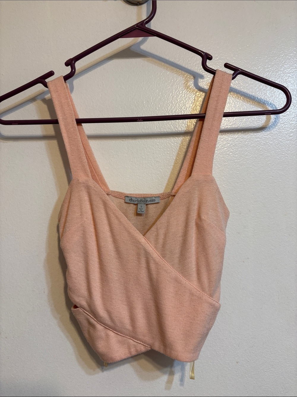 Charlotte Russe Soft Peach Wrap Crop Top
